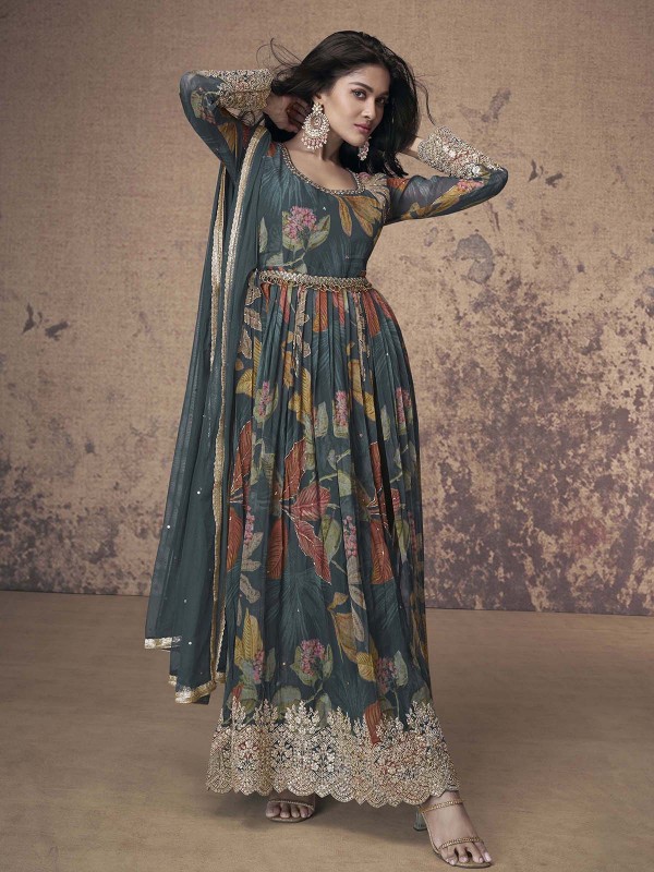 Peacock Blue Real Georgette Salwar Kameez